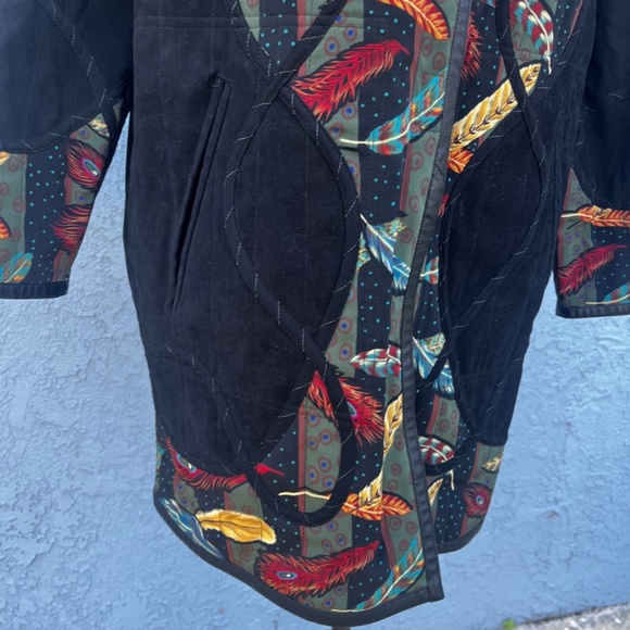 Vintage Quilted Jacket Art to wear Duster 90s Hippie Bohemian - Picture 8 of 10